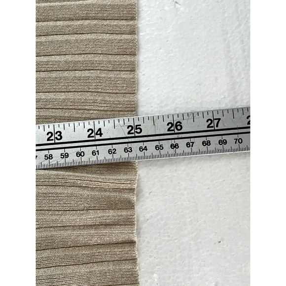 Chicos Womens Size 3 V Neck Sweater Ribbed Beige Gold Threads Metallic Stretchy - Picture 8 of 8